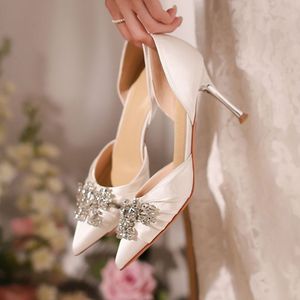 8CM Chaussure Talons Femme Luxury Rhinestone Pumps Trending <b>White</b> Wedding <b>Heels</b> for Ladies - Product Image 2