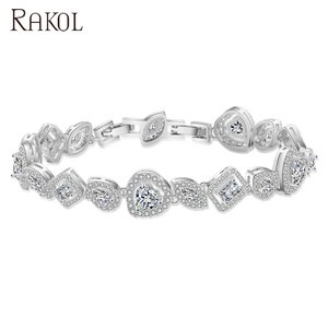 Rakol สร้อยข้อมือเพชรแฟชั่นสำหรับผู้หญิงทำจากเซอร์โคเนียทรงสี่เหลี่ยมหยดน้ำทรงสี่เหลี่ยมรูปหัวใจแบบไม่สม่ำเสมอสำหรับ BP2130 - Product Image 1