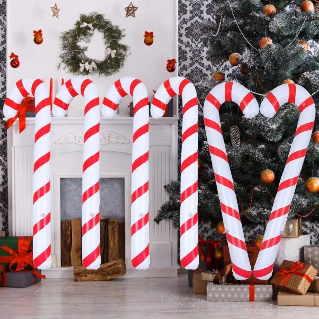 Christmas Inflation Walking Sticks Stripe Pattern 90cm Xmas Party Supplies Christmas Crutches For Festival Inflatable Toys