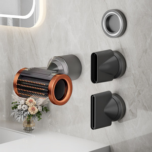 Dyson Hair Dryer Nozzle Holder Magnetic Wall Mount Storage <b>Bracket</b> Punch Free Round <b>Black</b> Gunmetal White - Product Image 1