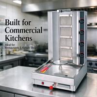 Machine à kebab au gaz commerciale modèle 950, 4 brûleurs, rotation automatique, gril vertical pour shawarma, pour les magasins de kebab