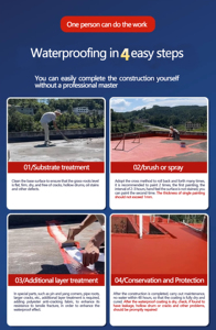 <span class=keywords><strong>Peinture</strong></span> imperméable en caoutchouc <span class=keywords><strong>rouge</strong></span> Revêtement d'étanchéité résistant aux fissures hautement élastique pour toit en béton - Product Image 3