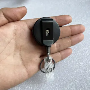 M-014 - 4CM Matte Black Round YOYO Metal Heavy Duty Badge Reel Clip Keychain Retractable Multi-Tool Badge Holder