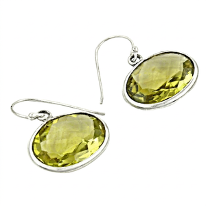 Boucles d'oreilles pendantes en topaze ovale pour femme, montures plaquées argent, style classique, cadeau de bijoux - Product Image 1