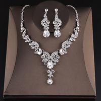 Conjunto de Collar y Aretes de Cristal para Novia, Joyería a Juego con Vestido de Novia, Accesorios para Vestidos de Gala