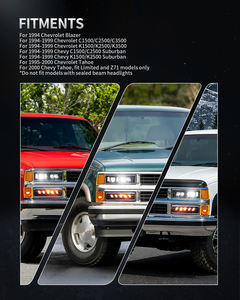 Accesorios para Chevy C1500, Faro Delantero <span class=keywords><strong>Chevrolet</strong></span> 1994-1999 con Luces de Circulación Diurna/Direccionales Ámbar, Luces Traseras, Conjunto de Faros Delanteros LED - Product Image 5