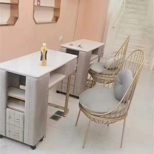 Kisen lumière luxe personnalisé couleur mesa para <span class=keywords><strong>manucure</strong></span> ongles table bureau double face <span class=keywords><strong>marbre</strong></span> <span class=keywords><strong>effet</strong></span> ongles tech bureau table et chaise ensemble - Product Image 2