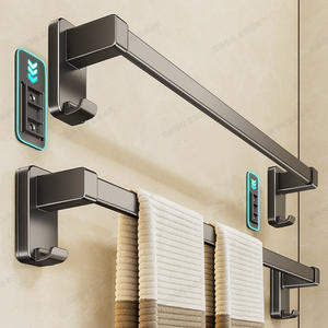 Porte-serviettes mural Blue Vine à 2 barres, étagère de rangement pour salle de bain, barre à serviettes simple - Product Image 4