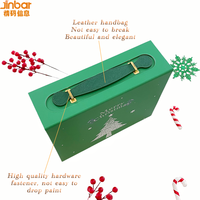 Boîtes cadeaux de Noël en gros Jinbar, boîtes cadeaux pour vêtements et cosmétiques, boîtes magnétiques avec poignée en PU, boîtes à vêtements double face