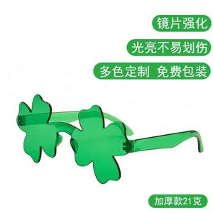 Lunettes de soleil trèfle à quatre feuilles, monture PC verte sans cadre, style bouclier, unisexe, miroir décoratif, légères, collection automne 2025 - Product Image 5