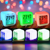 Réveil de bureau veilleuse à sublimation 7 couleurs avec mouvement électronique Caractéristiques Calendriers
