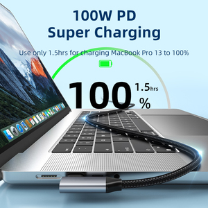 Cable USB Tipo C a Tipo C de 90 Grados, 100W, Carga Rápida, Cable de Datos para <span class=keywords><strong>Apple</strong></span> Macbook, Samsung, Huawei - Product Image 5