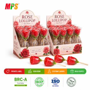 Rosa rossa 3D fiore forma di lecca lecca <span class=keywords><strong>dolce</strong></span> Halal san valentino fabbrica all'ingrosso di caramelle sapore fruttato in scatola di imballaggio - Product Image 1
