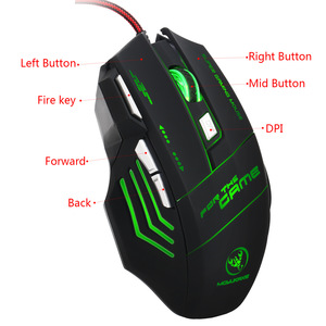 HXSJ <span class=keywords><strong>Mouse</strong></span> Gaming Berkabel S300, <span class=keywords><strong>Mouse</strong></span> Optik Berkabel Ergonomis dengan Lampu Pernapasan Warna-warni Yang Dapat Disesuaikan untuk Komputer PC - Product Image 6