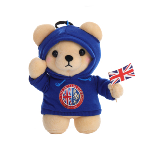 Factory Supply Cute Plush Bear Pendant With Union Jack <strong>Flag</strong>, Hooded Teddy Key Ring for Tourist Promotion Custom Logo <strong>Toy</strong> - Product Image 1