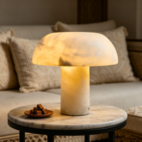 Lampe de table moderne en albâtre, design champignon minimaliste, lumière de chevet de luxe pour villa, appartement, majlis, décoration de table Ramadan Aïd