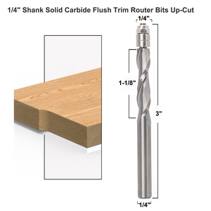 Fresa <span class=keywords><strong>de</strong></span> Recorte Plano - Espiral <span class=keywords><strong>de</strong></span> Corte Ascendente <span class=keywords><strong>de</strong></span> Carburo Sólido con Guía <span class=keywords><strong>de</strong></span> Rodamiento <span class=keywords><strong>de</strong></span> <span class=keywords><strong>Dos</strong></span> Filos para Recorte <span class=keywords><strong>de</strong></span> Patrones <span class=keywords><strong>de</strong></span> Madera, Vástago <span class=keywords><strong>de</strong></span> 1/4\" (6 mm) - Product Image 2