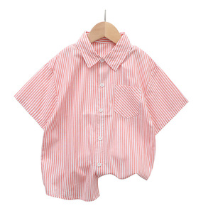 <span class=keywords><strong>Sweat</strong></span>-shirt en coton à manches courtes et t-shirt personnalisés pour enfants T-shirt rayé pour garçons et filles - Product Image 6