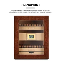 Humidor à cigares en bois de cèdre JH avec hygromètre électronique et humidificateur, humidor à cigares de luxe de grande taille pour salle à cigares