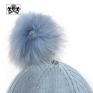 Janefur Hiver Crochet Pliable Moelleux Vraie Fourrure <span class=keywords><strong>Pompon</strong></span> Bonnet en Stock Stretch Femmes Chaud Boule De Fourrure Angora Tricoté Baggy Chapeau - Product Image 4
