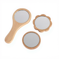 Miroir de maquillage portable en bois, forme de fleur, écologique, petit miroir rond à main pour les étudiants, idéal pour les voyages