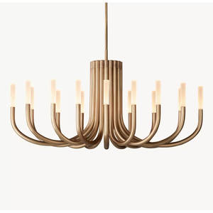 Lustres en laiton massif de 50 pouces au design italien, éclairage moderne pour la maison, simple, LED, 10 lumières, laiton doré, lustre de luxe - Product Image 4
