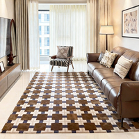 Vente directe d'usine, tapis en acrylique à poils longs, design classique minimaliste géométrique, tissé à la main, pour la décoration de la maison