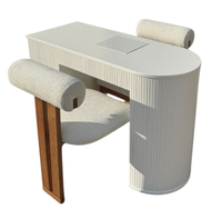 Tables de manucure modernes blanches à double ou simple poste avec plateau en marbre et ensemble de chaises avec dépoussiéreur pour poste de beauté et de manucure