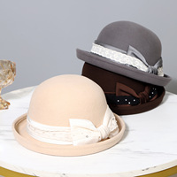Elegante Sombrero Cloche para Mujer de Fieltro de Lana con Lazo Vintage, Pedrería/Perlas, para Invierno, Iglesia, Boda, Fiesta, Venta al por Mayor, ODM Disponible