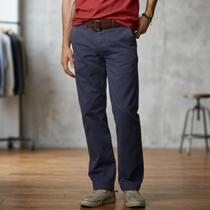 Pantalon décontracté pour homme, coupe droite, poids moyen, 5 poches, 100% coton sergé, lavé, taille basse, braguette zippée, anti-boulochage, infroissable - Product Image 2