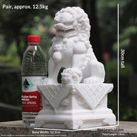 Statues de lions sculptées dans la pierre, paire, style européen/chinois, en marbre blanc Han, décoratives Feng Shui pour la maison et la mausolée