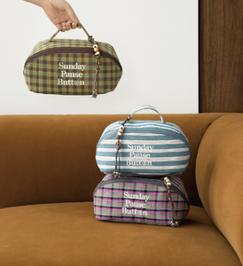 Checked Scottish Pattern Yarn-Dyed Custom Cosmetic <b>Bag</b> Large Capacity Cotton Makeup Zipper <b>Bags</b> <b>for</b> <b>Women</b> Travel - Product Image 1