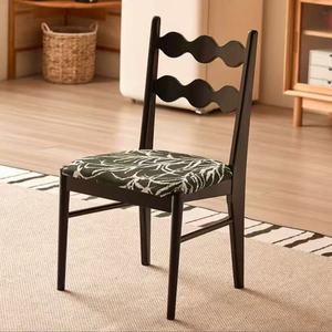 Chaise de salle à manger en bois massif avec siège rembourré, style vintage, pour la maison, le salon - Product Image 3