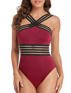 Personalizado de una pieza de las señoras con cuello en V Bikini Set XL Tamaño Sólido Sexy String Frente Logo Sujetador Breve Conjuntos Tallas grandes - Product Image 3