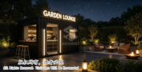 Barra de Bar Móvil en Contenedor sobre Remolque, Barra Prefabricada Portátil para Eventos, Festivales y Fiestas al Aire Libre con Luces LED, Diseño Personalizado