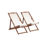 Chaise longue de patio en bois d'extérieur 2 ensembles de chaises de plage en bandoulière hauteur chaises de plage inclinables portables