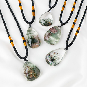 Colliers en cristal de quartz naturel en forme de goutte d'eau pour la guérison, pendentifs en pierre naturelle pour la lithothérapie, vente en gros - Product Image 3