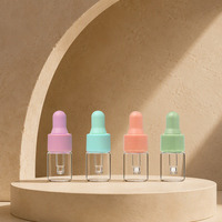 Flacon compte-gouttes en verre cosmétique vide, flacons à pipette transparents avec bouchon de couleur pastel pour sérum, huile essentielle, format voyage