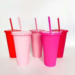 Gobelets réutilisables en plastique sans BPA, changeant de couleur, anti-fuite avec couvercle et paille, pour fêtes, capacité de 8 à 32 oz (2026) - Product Image 2