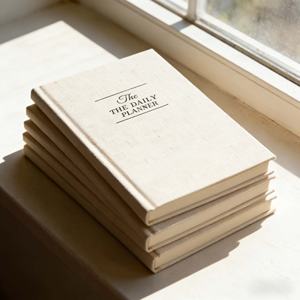 Diario de Gratitud Personalizado con Afirmaciones Diarias de Cinco Minutos, Agenda Sin Fecha con Impresión Personalizada en Lino, Cuaderno de Regalo - Product Image 1