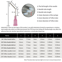 Aiguille de distribution PTFE courbée Shenglong 14G-27G 1/2"-1" Luer Lock en acier inoxydable pour colle