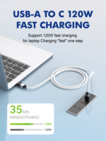 Câble USB de qualité admirable Type-C vers Type-C en silicone grainé, 120W 6A, charge rapide, multifonction, câble de données