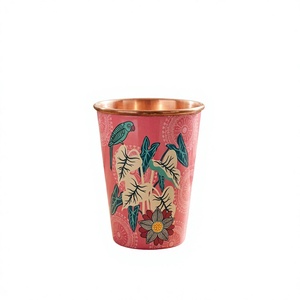 Floral Pattern Metal copper Pink Bohemian Design <b>Reusable</b> Party <b>Cup</b> for Adults - Product Image 6
