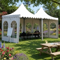 Tente Pagode 3x3m Robuste en Aluminium Anti-Vent avec Toile PVC Blanche Anti-UV Imperméable pour Extérieur