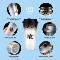 Gobelets en plastique avec étiquetage dans le moule en film personnalisé à emporter 16oz 24oz Boissons froides Tasse à café, jus, thé à bulles Tasse en plastique PP réutilisable