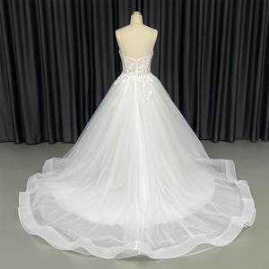 Jancember HX98 Boho Spaghetti Strap Perlas Vestidos de novia de encaje para novia - Product Image 5