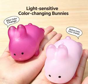 Sensory Kawaii Rabbit Magic Color Changing Strawberry <b>Squishy</b> Fidget Toy Cute <b>Cat</b> Paw Thermochromic Soft Fruit Stress relief - Product Image 1