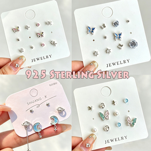 Set <span class=keywords><strong>de</strong></span> Aretes <span class=keywords><strong>de</strong></span> Estrella, Luna y Planeta con Piedra Lunar, Lindos Aretes Combinados <span class=keywords><strong>de</strong></span> <span class=keywords><strong>Panda</strong></span> y Mariposa Esmaltados, Múltiples Pares <span class=keywords><strong>de</strong></span> Joyería para Uso Diario <span class=keywords><strong>de</strong></span> Niñas - Product Image 1