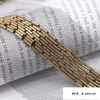 Cinta de encaje con cuentas de tubos metálicos de 9 filas, hecha a mano, de 6 cm de ancho, para adornos de cabello, ropa y accesorios de vestidos chinos.