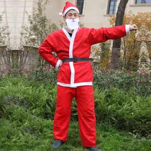 Костюм Санта-Клауса для взрослых, Женская рождественская одежда, красный фетровый костюм для отца, Рождественский костюм для Санта-Клауса, бег, вечеринки